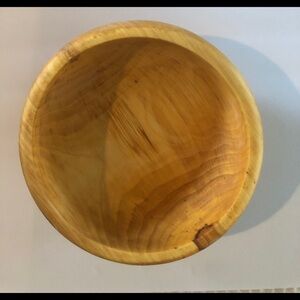 Primitive Hand Crafted Blonde Wood 10” Bowl All Natural Mimimalist Decorative